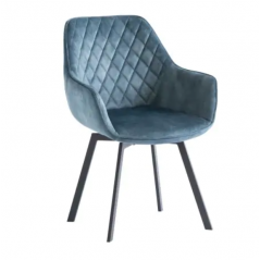 WOF Viola Teal Velvet 360 Swivel Dining Chair